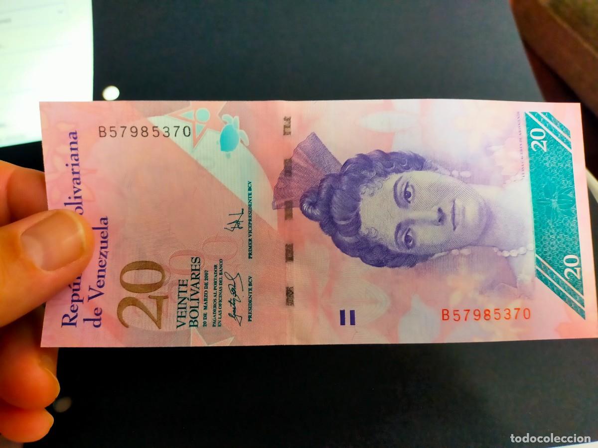 Billetes extranjeros: BILLETE DE 20 VEINTE BOLIVARES 20 MARZO 2007 REPUBLICA VENEZUELA EXCEPCIONAL CONSERVACION