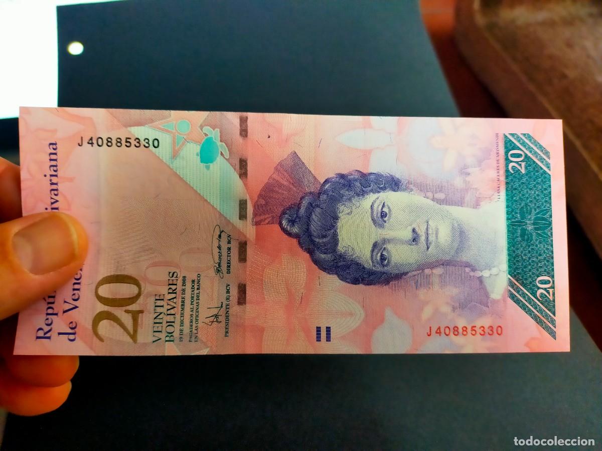 Billetes extranjeros: BILLETE DE 20 VEINTE BOLIVARES 19 DICIEMBRE 2008 REPUBLICA VENEZUELA EXCEPCIONAL CONSERVACION