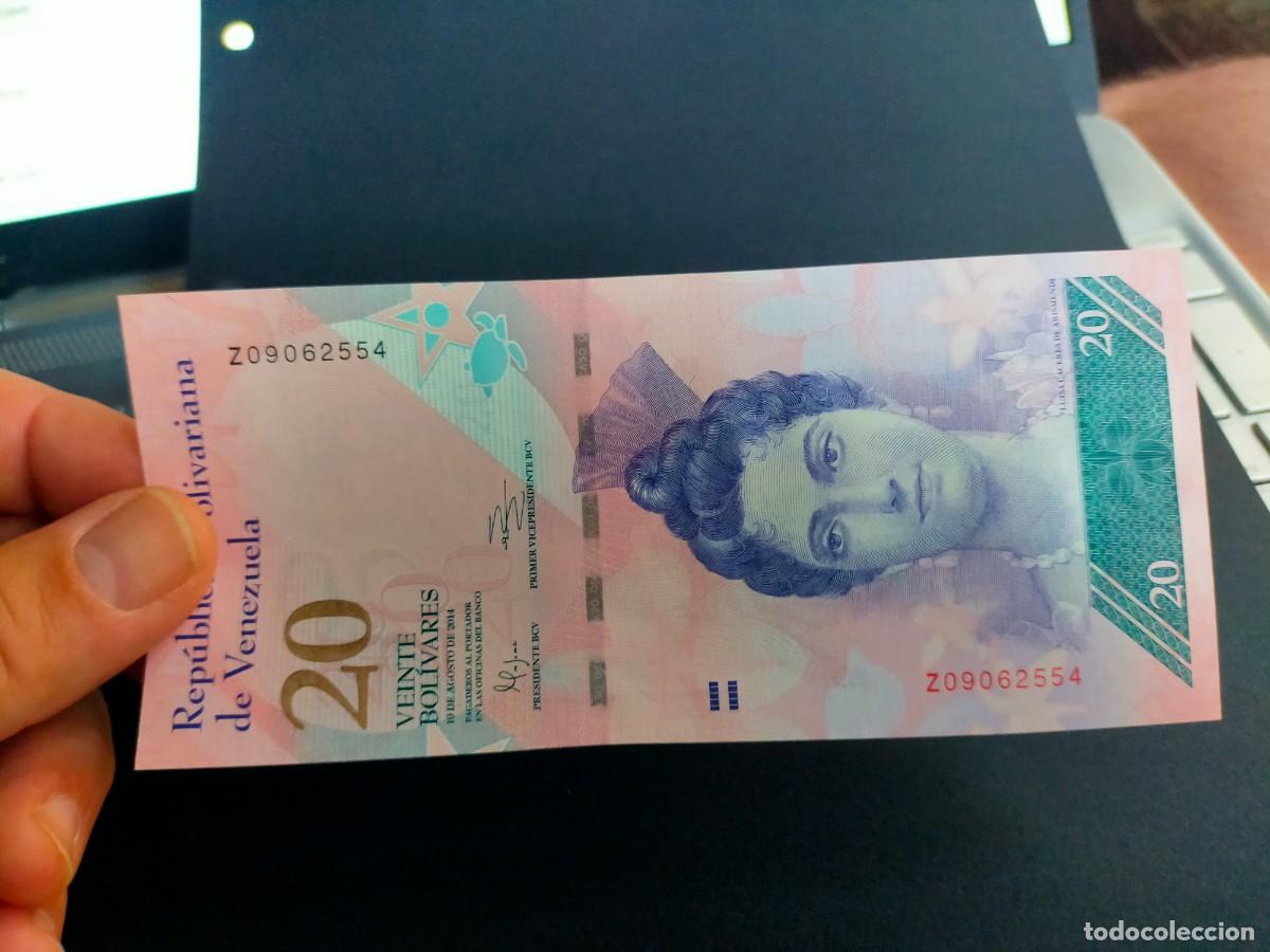 Billetes extranjeros: BILLETE DE 20 VEINTE BOLIVARES 19 AGOSTO 2014 REPUBLICA VENEZUELA EXCEPCIONAL CONSERVACION