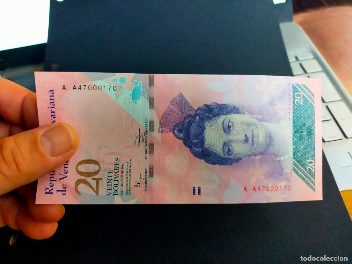 Billetes extranjeros: BILLETE DE 20 VEINTE BOLIVARES 19 AGOSTO 2014 REPUBLICA VENEZUELA EXCEPCIONAL CONSERVACION