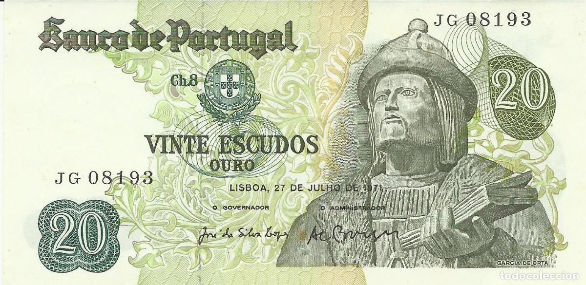 Billetes extranjeros: BILLETE PORTUGAL 1971. 20 Escudos. Garcia de Orta. J