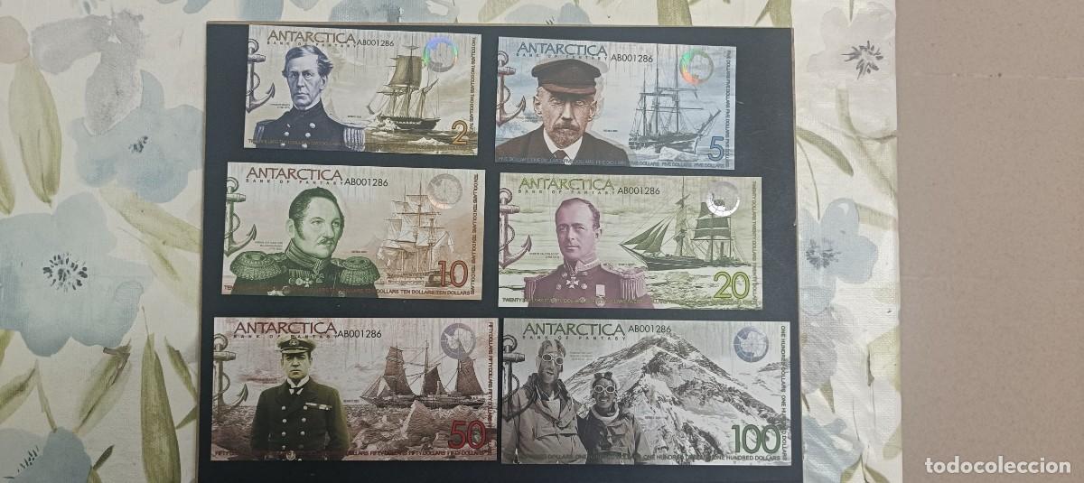 Billetes extranjeros: ANTARTIDA(ANTARTICA) SERIE DE 2,5,10,20,50 Y 100 DOLARES DE 2025 S/C EN PAPEL PLASTIFICADO