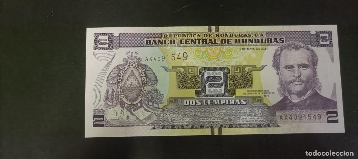 Billetes extranjeros: HONDURAS 2 LEMPIRAS 2024 S/C P=NEW