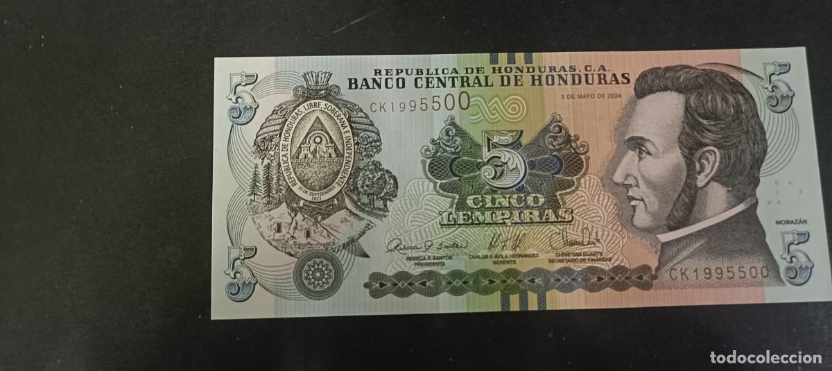 Billetes extranjeros: HONDURAS 5 LEMPIRAS 2024 S/C P=NEW