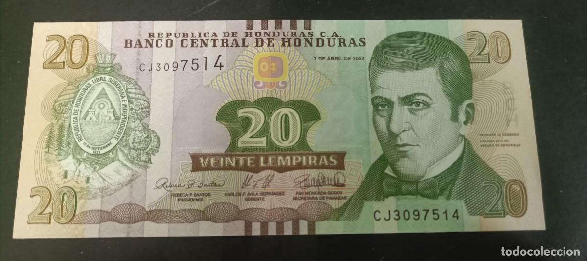 Billetes extranjeros: HONDURAS 20 LEMPIRAS 2022 S/C P=NEW