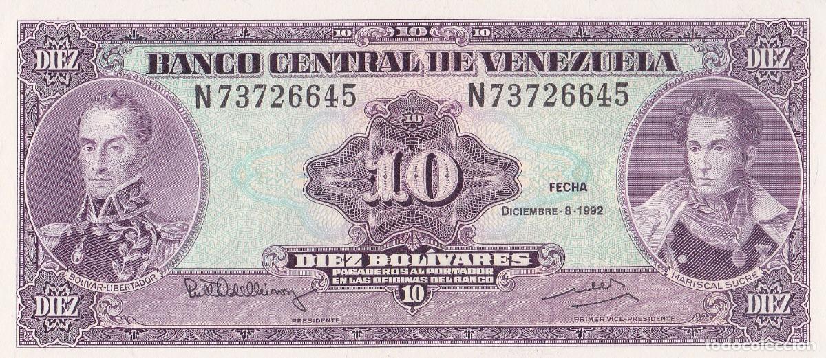 Billetes extranjeros: VENEZUELA 10 BOL&Iacute;VARES 1992 REP&Uacute;BLICA DE VENEZUELA