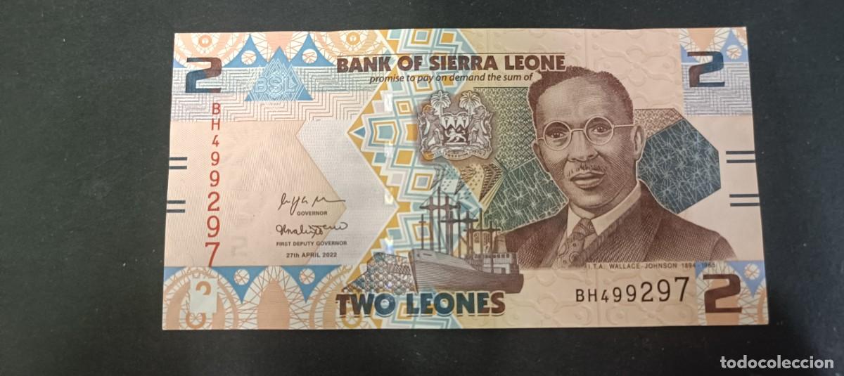 Billetes extranjeros: SIERRA LEONA 2 LEONES 2022 S/C P=NEW