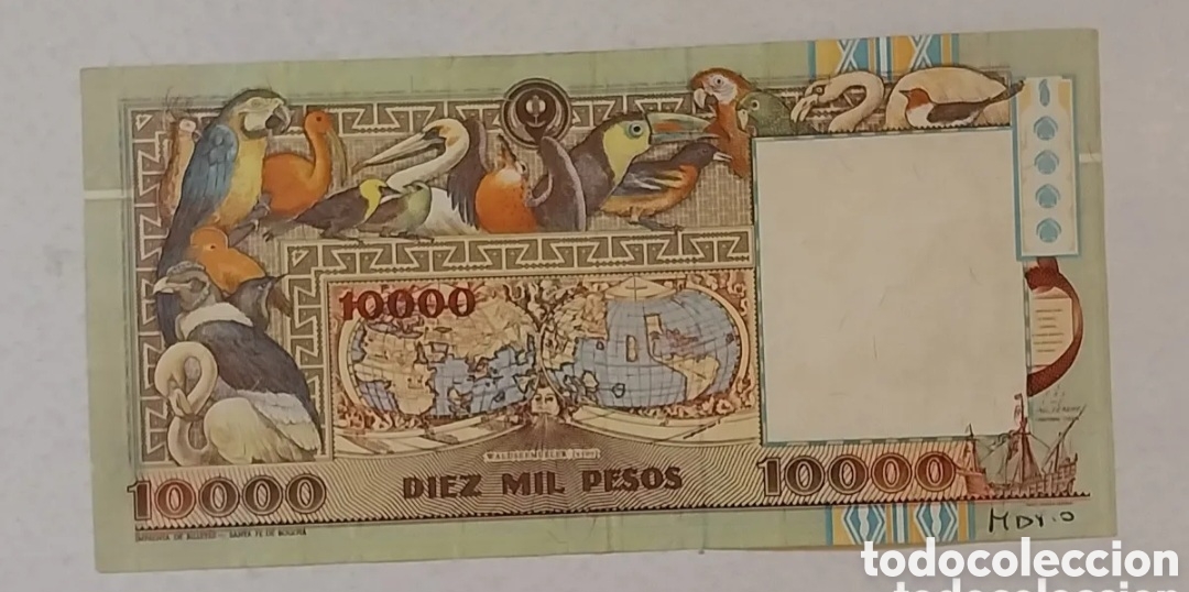 Billetes extranjeros: Billete 10000 pesos colombia 1994 original %