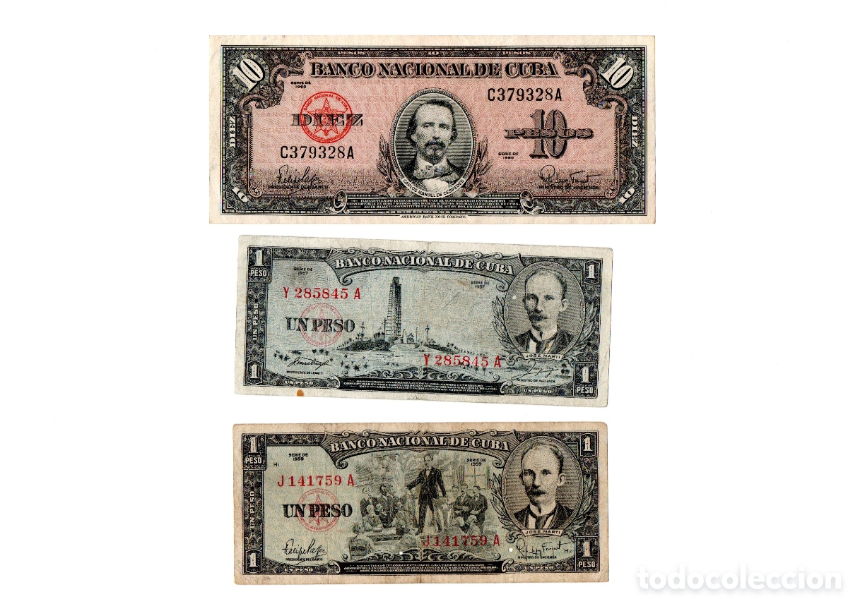 Billetes extranjeros: Lote 6 Billetes Cuba Rep&uacute;blica