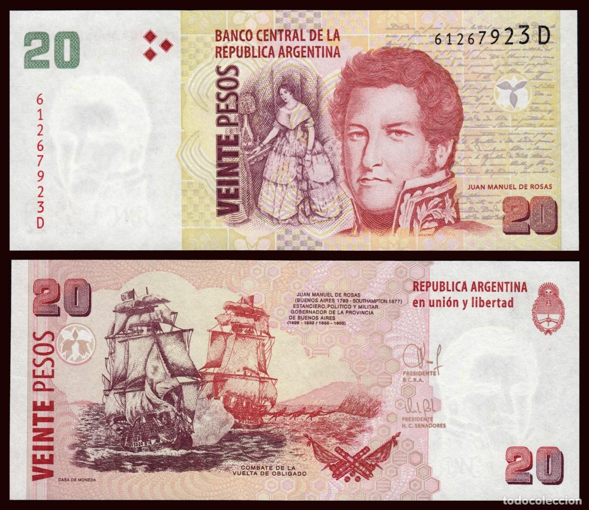 Billetes extranjeros: Argentina 20 Pesos 2015 (Serie D) Pick 355a(5) SC