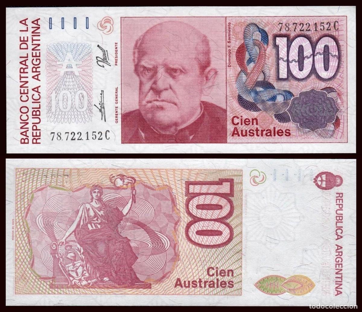 Billetes extranjeros: Argentina 100 Australes 1985-1990 Pick 327c SC