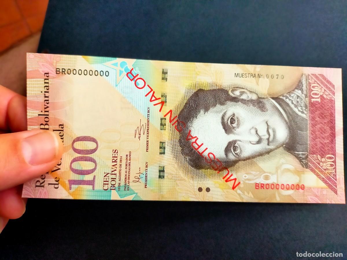 Billetes extranjeros: BILLETE DE 100 CIEN BOLIVARES 19 AGOSTO 2014 REPUBLICA VENEZUELA MUESTRA SIN VALOR