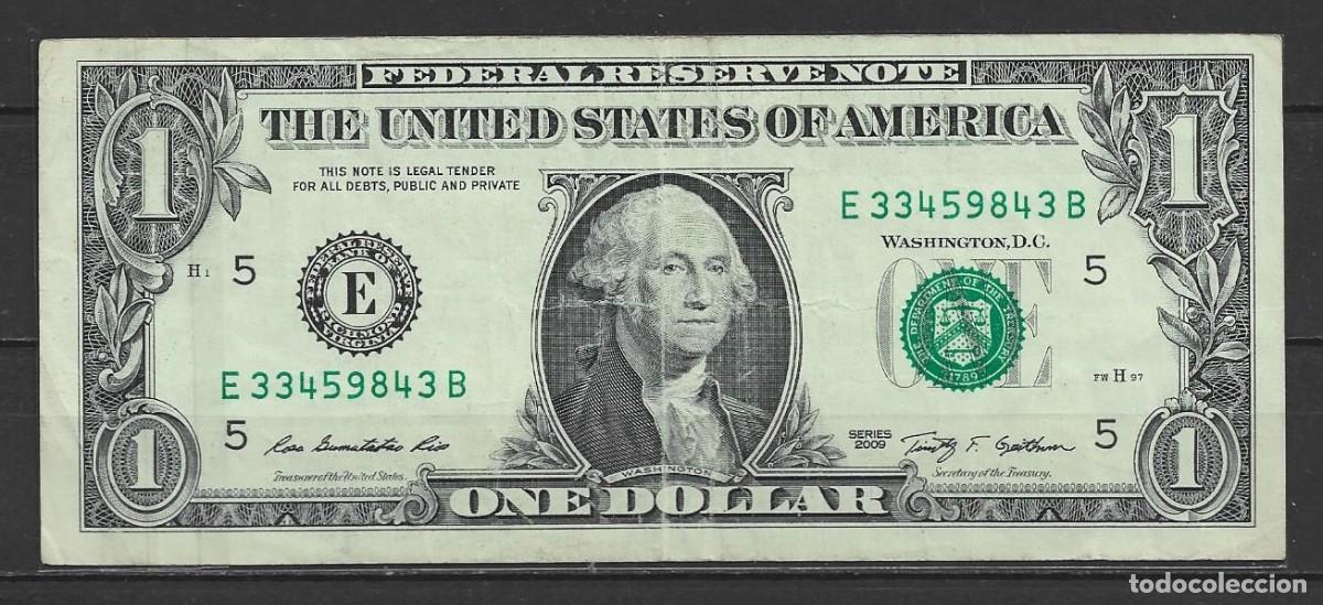 Billetes extranjeros: Billete de EE.UU 1$ 2009 - letra ( E )