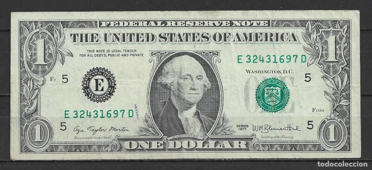 Billetes extranjeros: Billete de EE.UU 1$ 1977 - letra ( E )