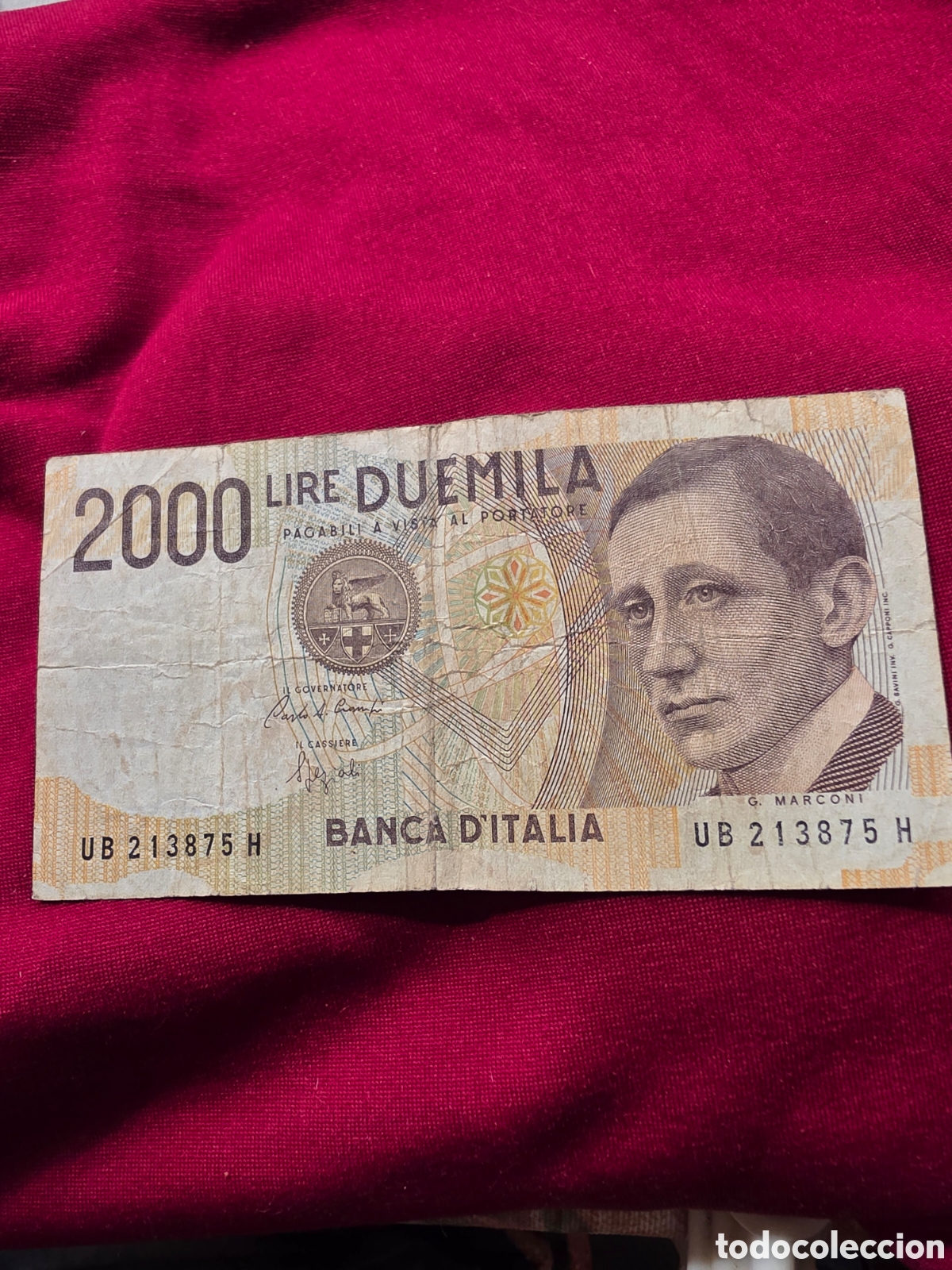Billetes extranjeros: BILLETE 2000 LIRAS ITALIA