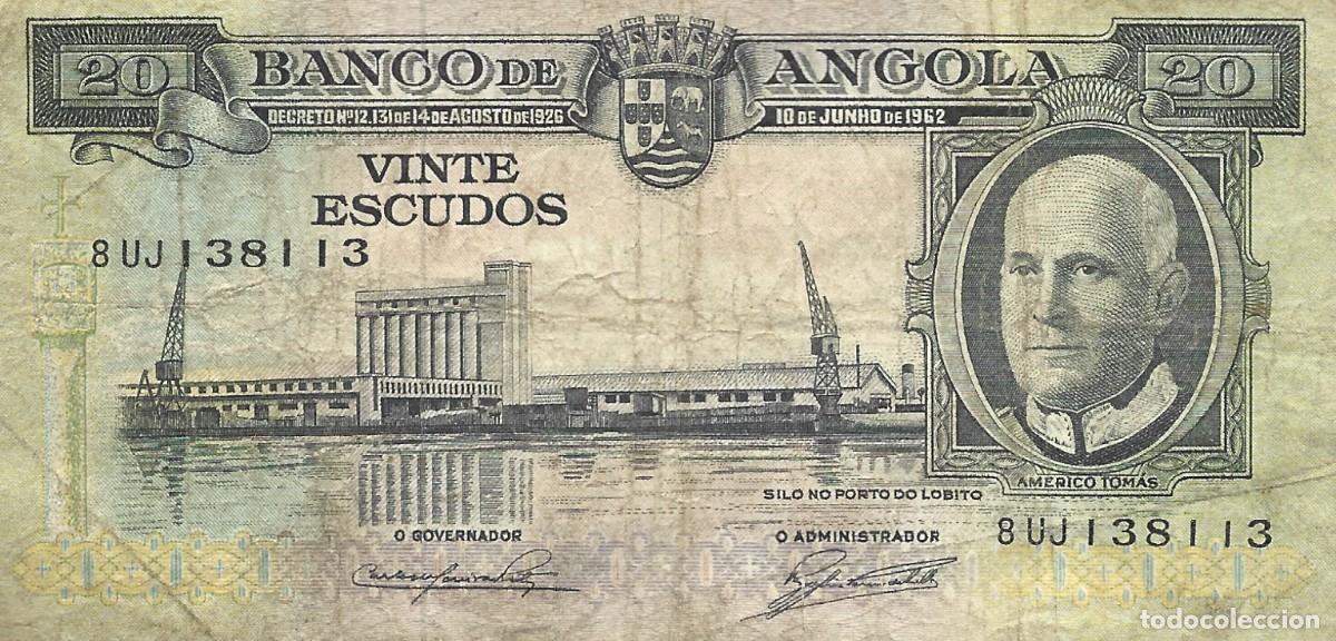 Billetes extranjeros: BILLETE ANGOLA 1962. 20 Escudos. P92a. Americo Tom&aacute;s.