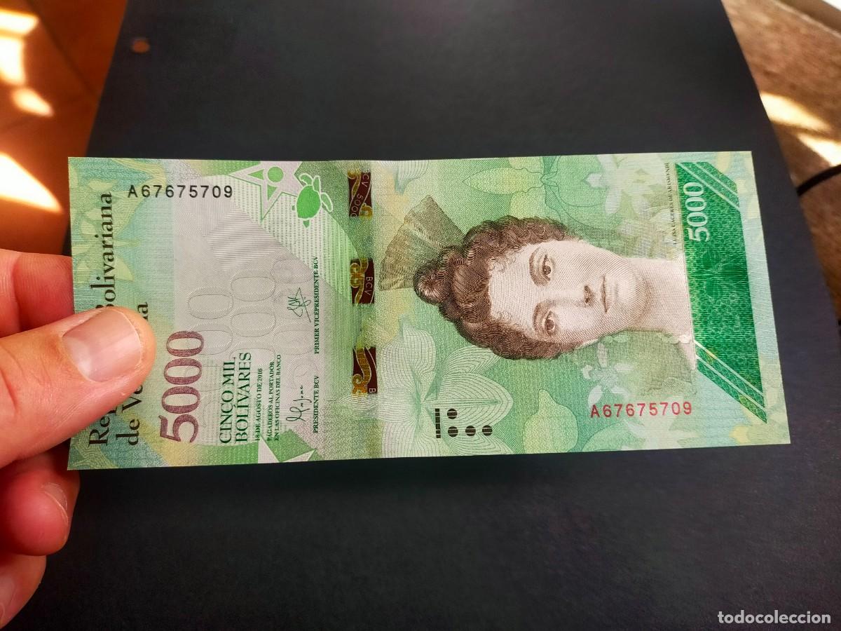 Billetes extranjeros: BILLETE DE 5000 CINCO MIL BOLIVARES 18 AGOSTO 2016 VENEZUELA EXCEPCIONAL CONSERVACION