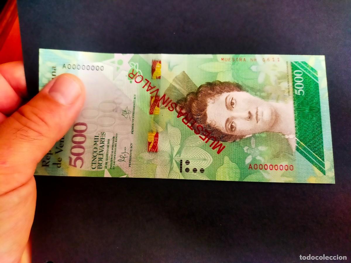 Billetes extranjeros: BILLETE DE 5000 CINCO MIL BOLIVARES 18 AGOSTO 2016 VENEZUELA MUESTRA SIN VALOR