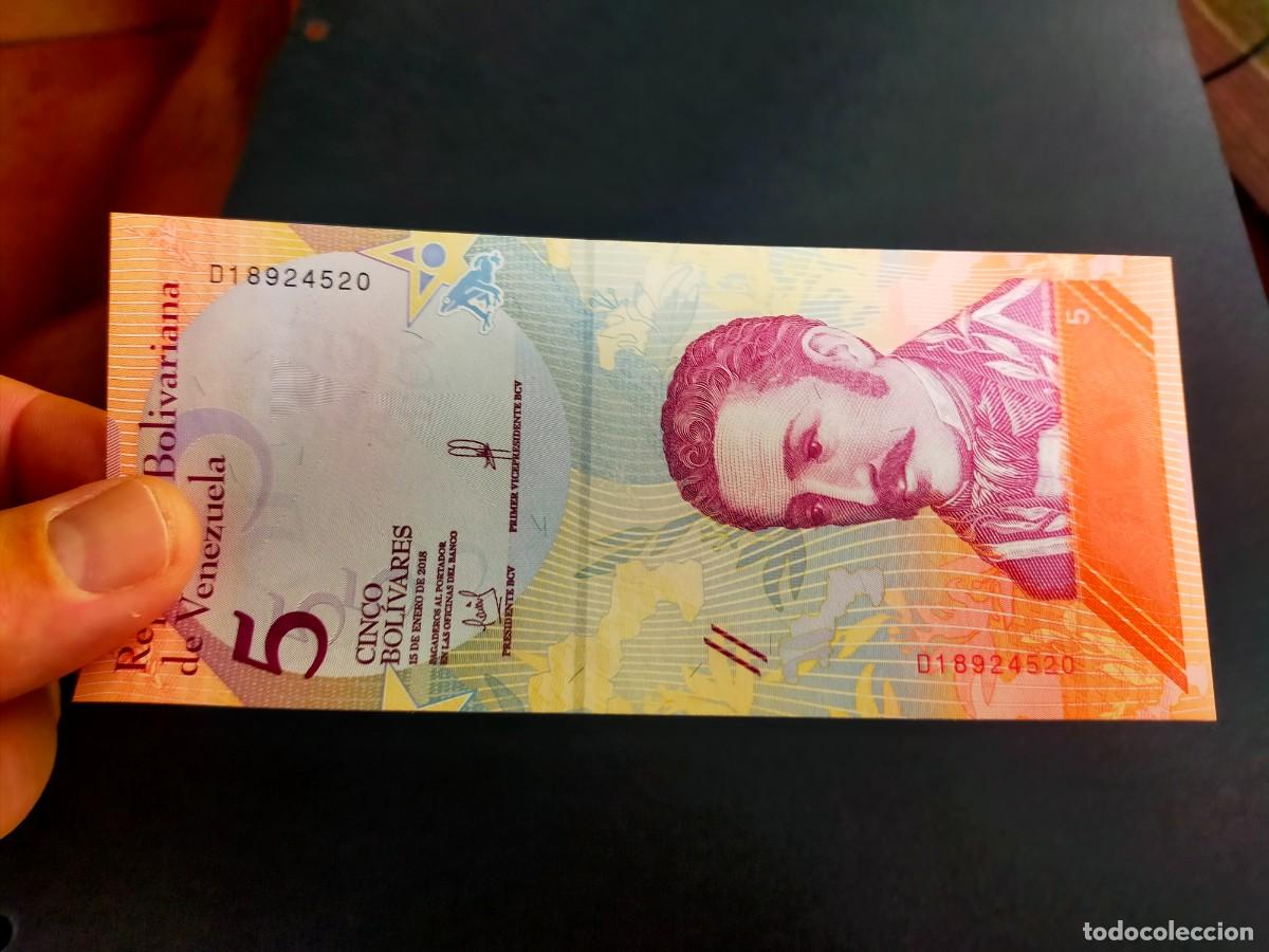 Billetes extranjeros: BILLETE DE 5 CINCO BOLIVARES 15 ENERO 2018 REPUBLICA BOLIVARIANA VENEZUELA EXCEPCIONAL CONSERVACION