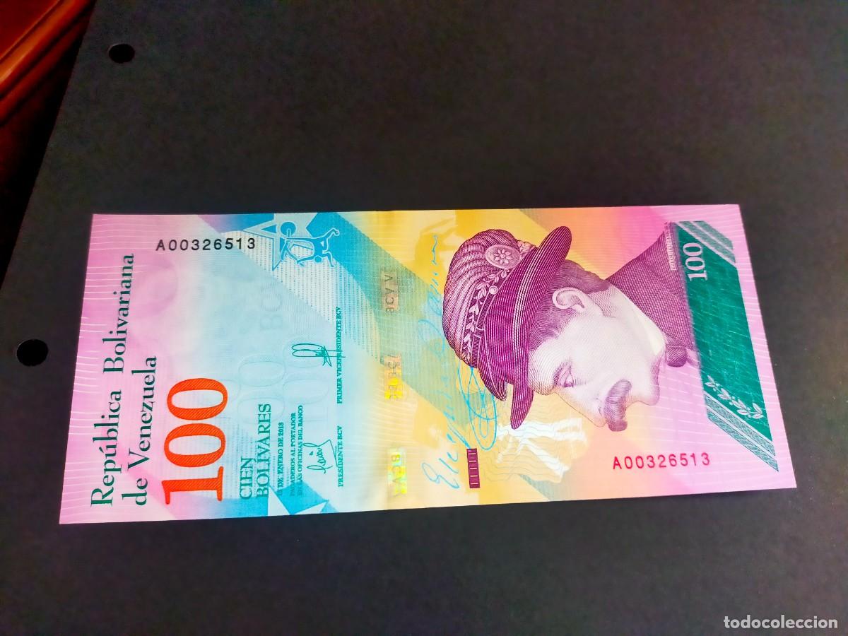 Banconote internazionali: BILLETE DE 100 CIEN BOLIVARES 22 MARZO 2018 REPUBLICA VENEZUELA EXCEPCIONAL CONSERVACION