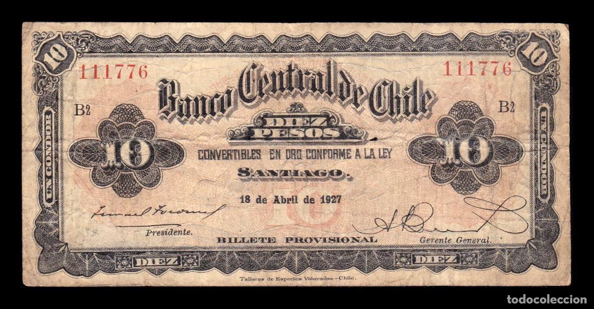 Billetes extranjeros: Chile 10 Pesos (1 Condor) 1927 Pick 83a Bc/Mbc F/Vf