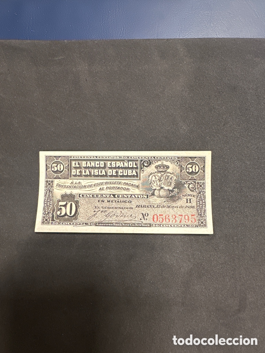 Billetes extranjeros: Billete del Banco Espa&ntilde;ol de la isla de Cuba 50 centavos a&ntilde;o 1896 sin circular