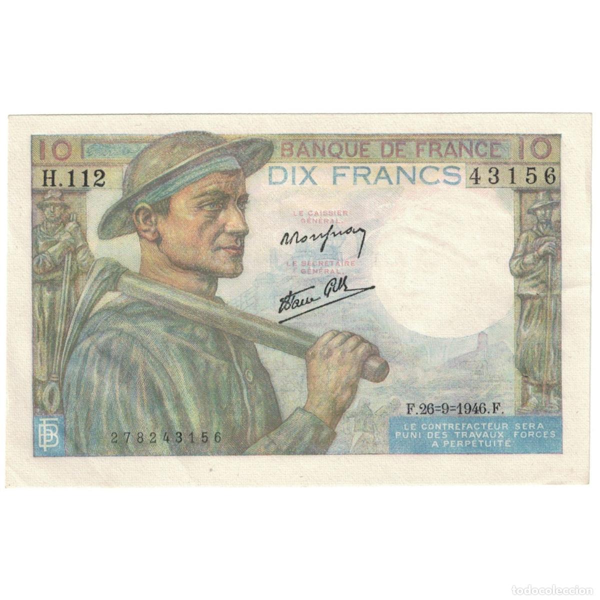 Billetes extranjeros: [#609663] Francia, 10 Francs, 1946, 1946-09-26, UNC, Fayette:8.15, KM:99a