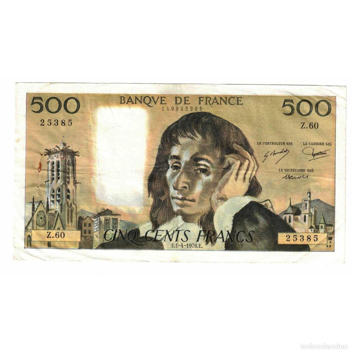 Billetes extranjeros: [#332517] Francia, 500 Francs, Pascal, 1976, Z.60, BC, Fayette:71.14, KM:156d