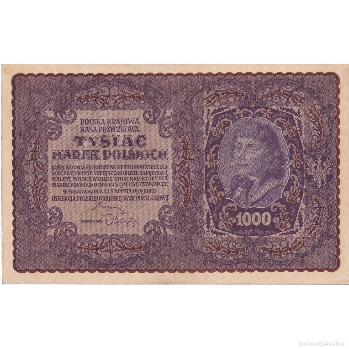 Billetes extranjeros: [#195387] Billete, 1000 Marek, 1919, Polonia, 1919-08-23, KM:29, MBC