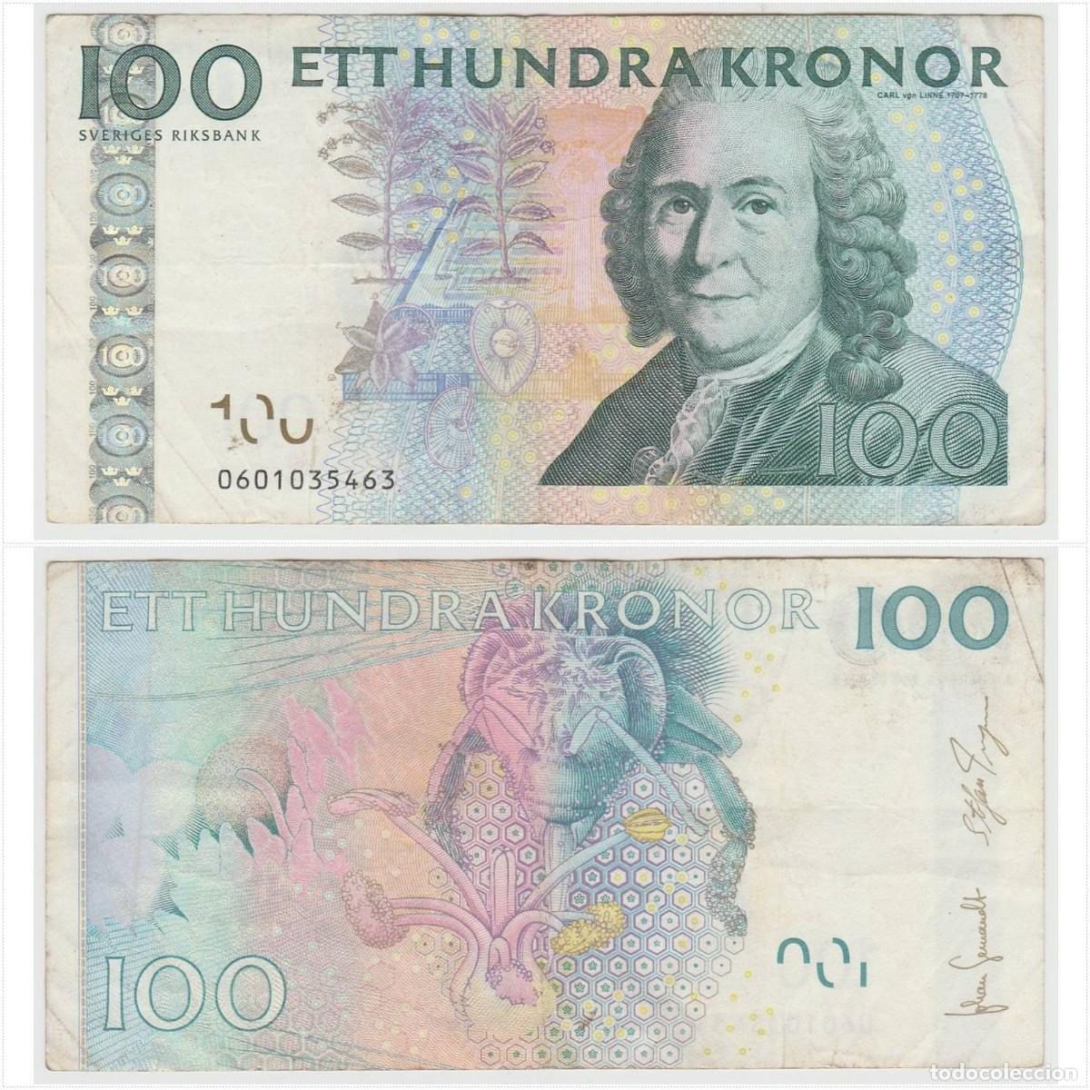 Billetes extranjeros: Suecia 100 Coronas 2008-2011 n/s 0601035463 Circulado (el de la foto)
