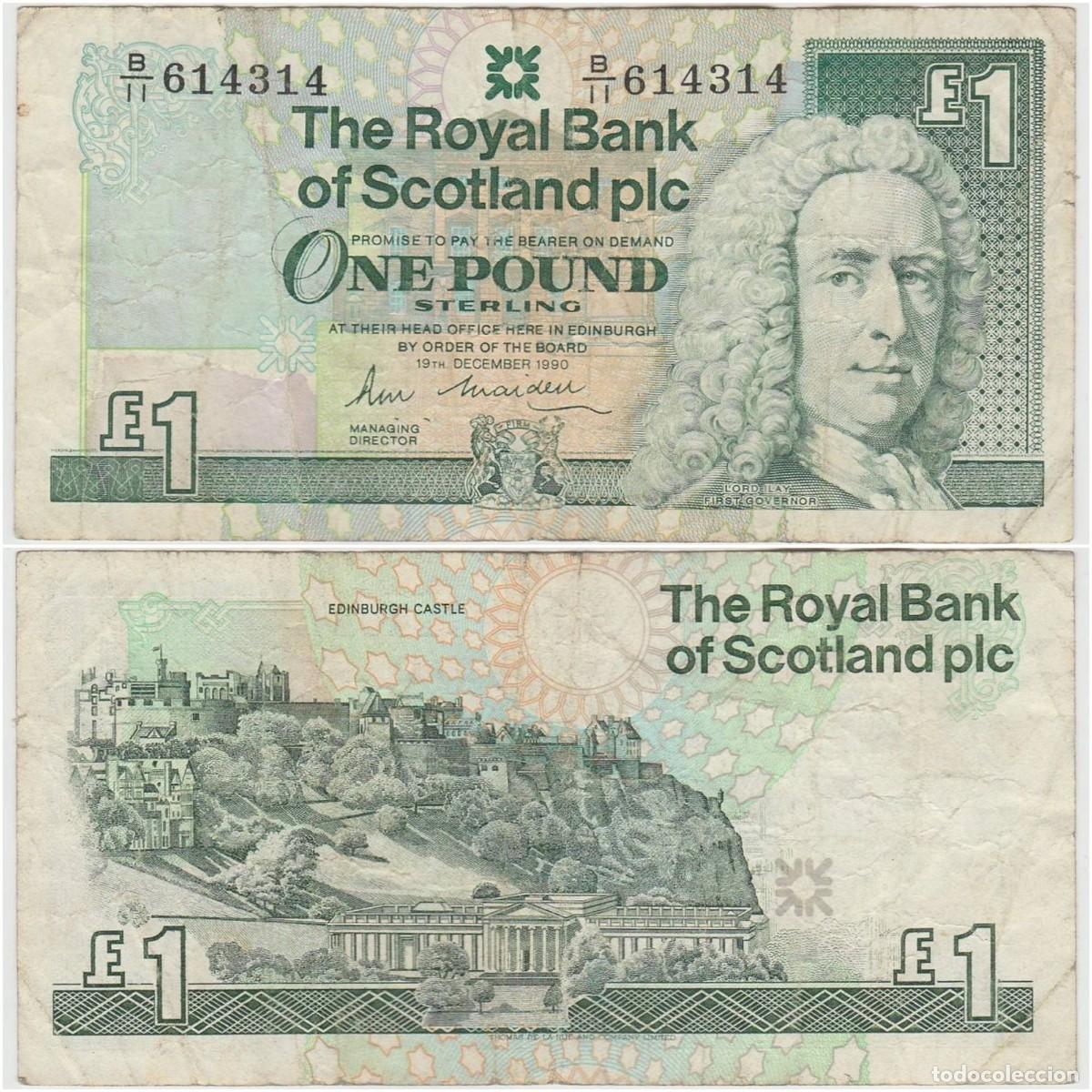 Billetes extranjeros: Escocia 1 Libra 1990 n/s 614314 Circulado (el de la foto)