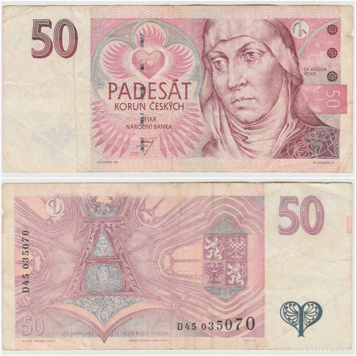 Billetes extranjeros: Checoslovaquia 50 Coronas 1997 n/s D45 035070 Circulado (el de la foto)