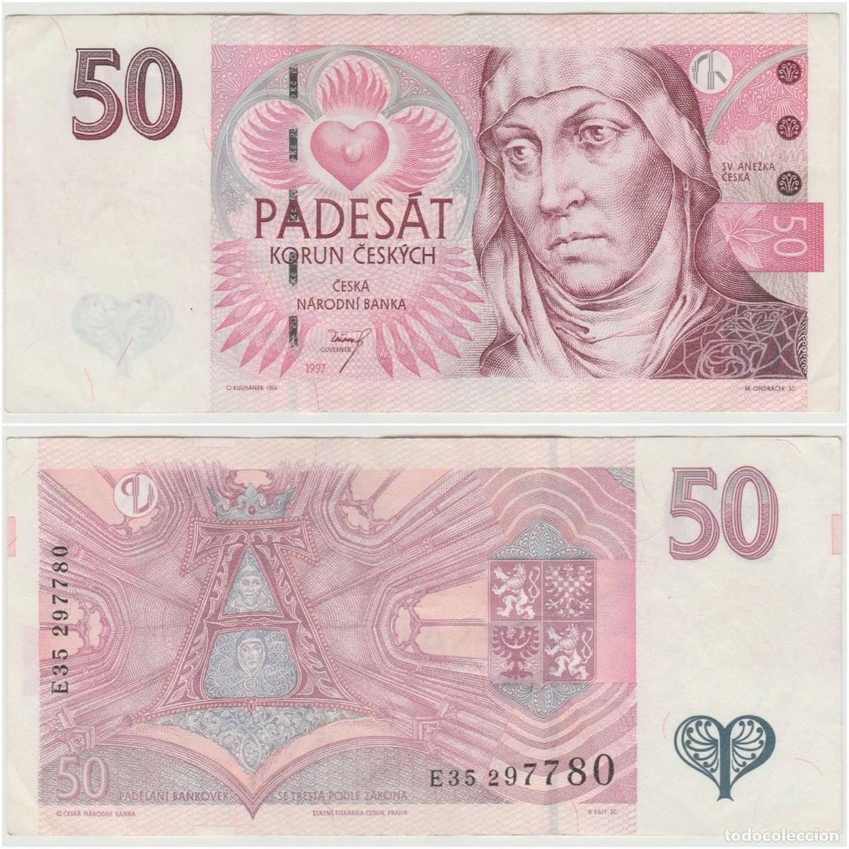Billetes extranjeros: Checoslovaquia 50 Coronas 1997 n/s E35 297780 Circulado (el de la foto)