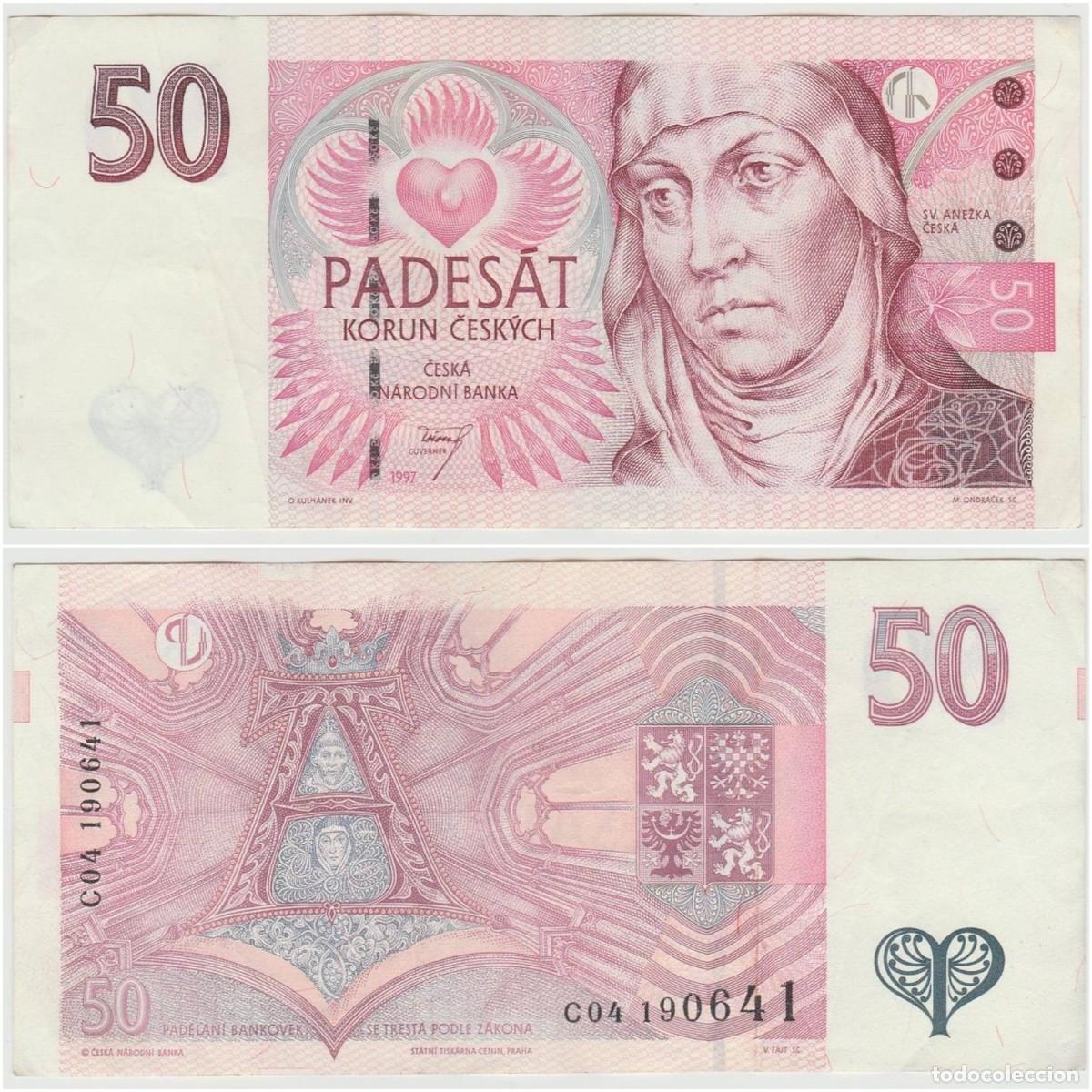Billetes extranjeros: Checoslovaquia 50 Coronas 1997 n/s C04 190641 Circulado (el de la foto)