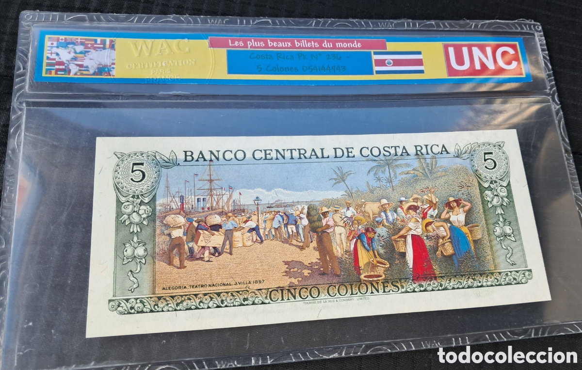 Billetes extranjeros: Billete 5 colones 1988 Costa Rica