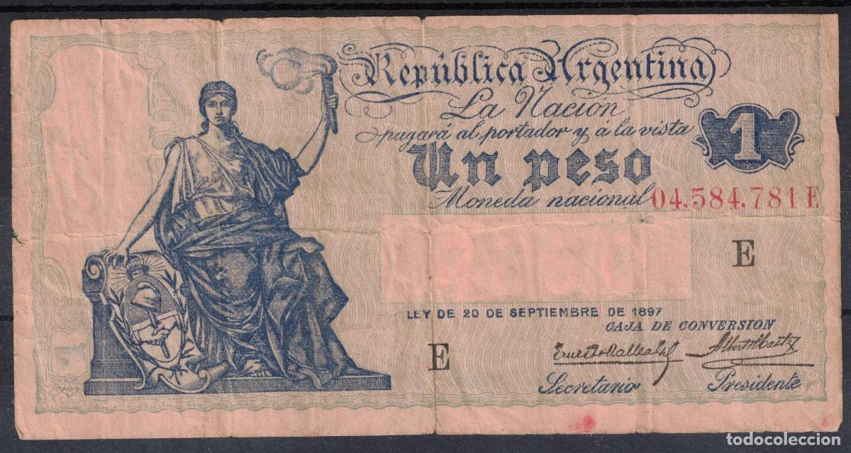 Billetes extranjeros: BILLETE ARGENTINA UN PESO A&Ntilde;O 1897 SERIE E