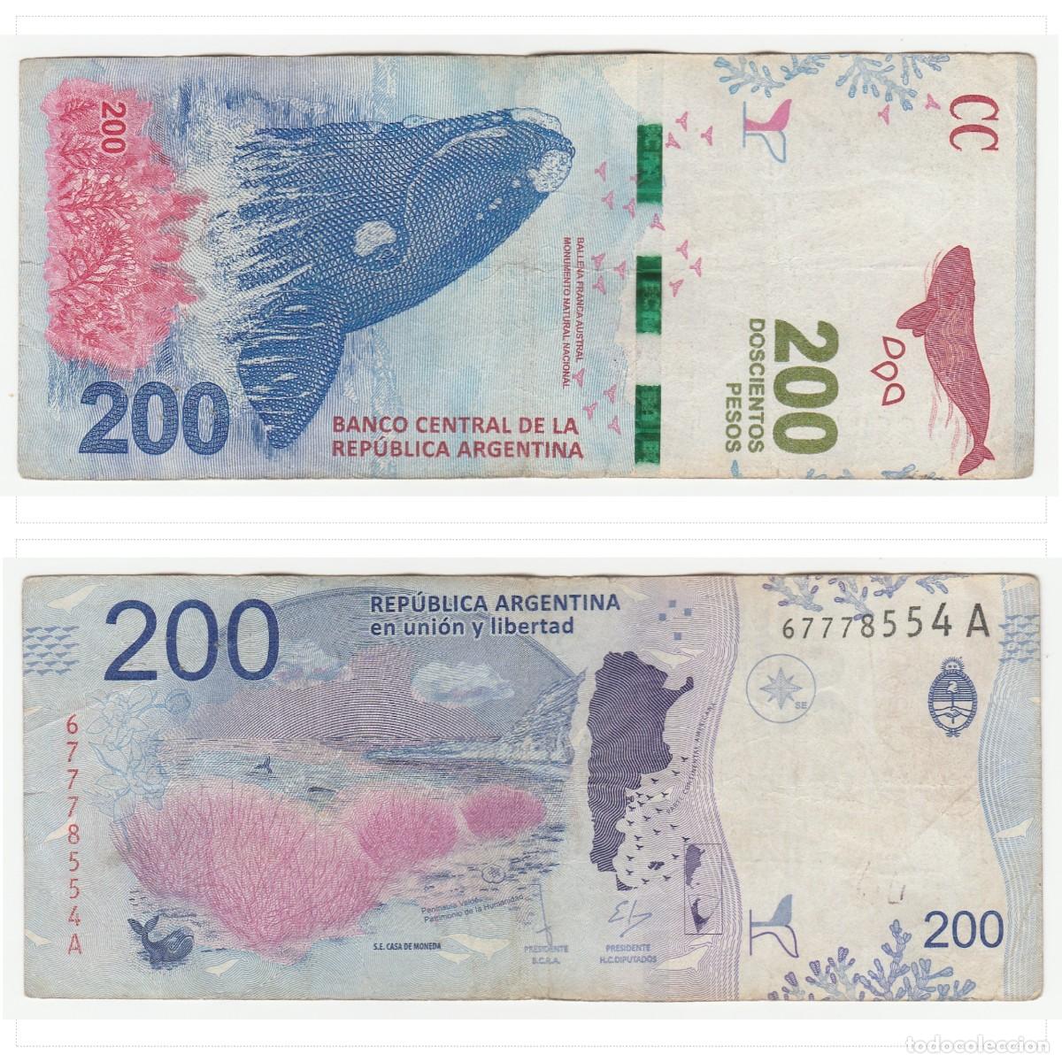 Billetes extranjeros: Argentina 200 Pesos 2016 n/s 67778554A Circulado (el de la foto)
