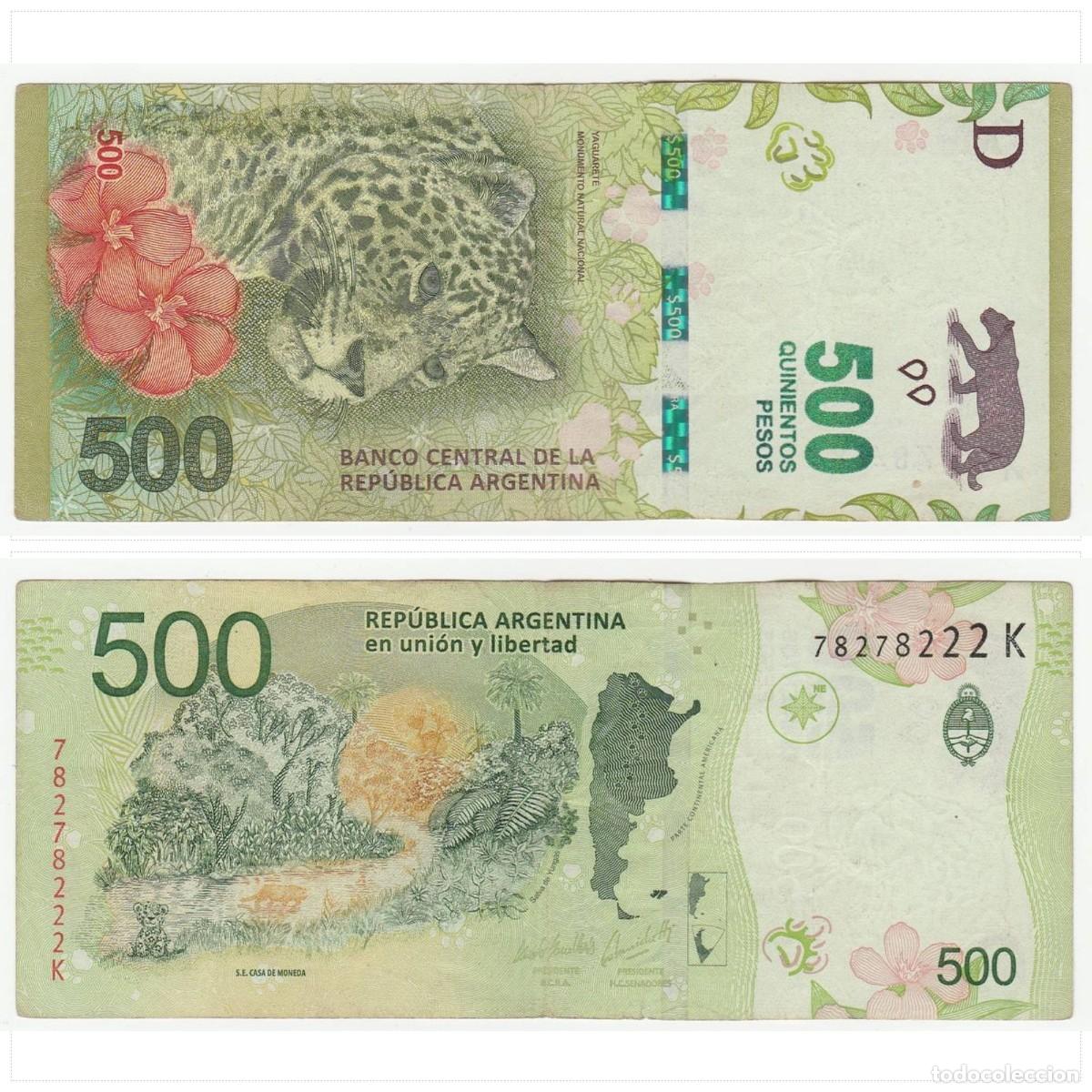 Billetes extranjeros: Argentina 500 Pesos 2016 n/s 78278222K Circulado (el de la foto)