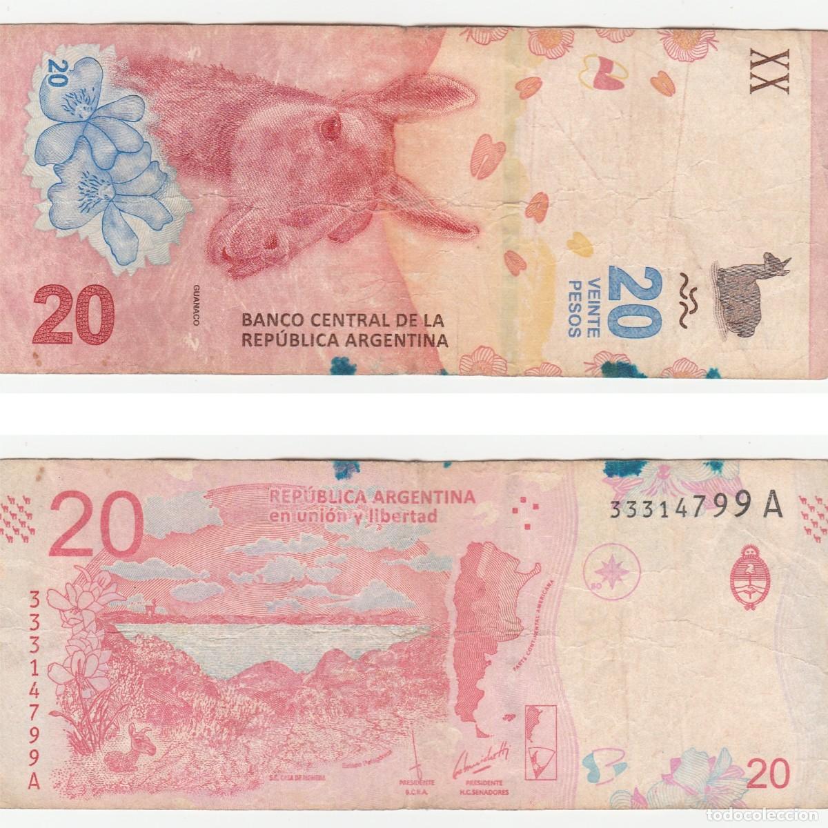 Billetes extranjeros: Argentina 20 Pesos 2017 n/s 33314799A Circulado (el de la foto)