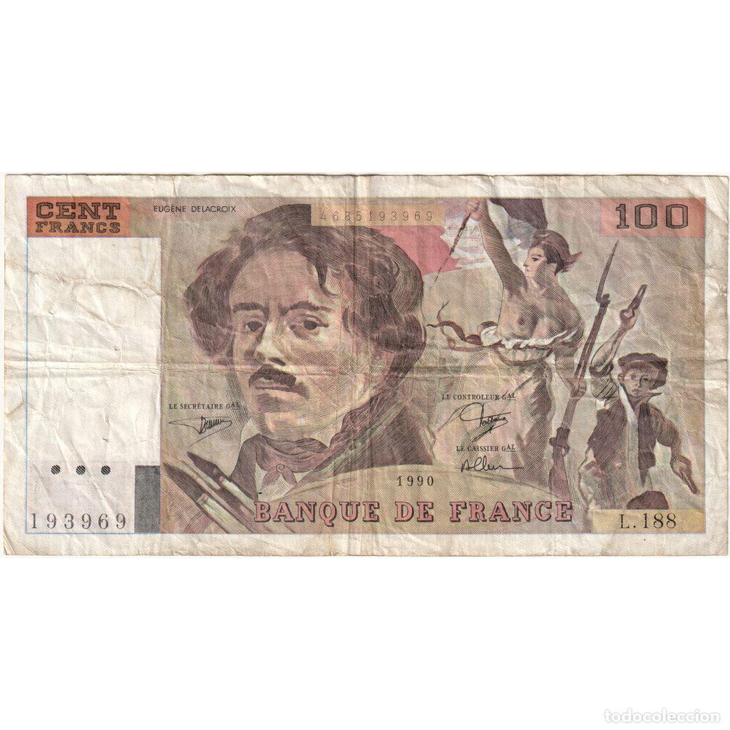 Billetes extranjeros: [#1296542] Francia, 100 Francs, Delacroix, L.188, BC+