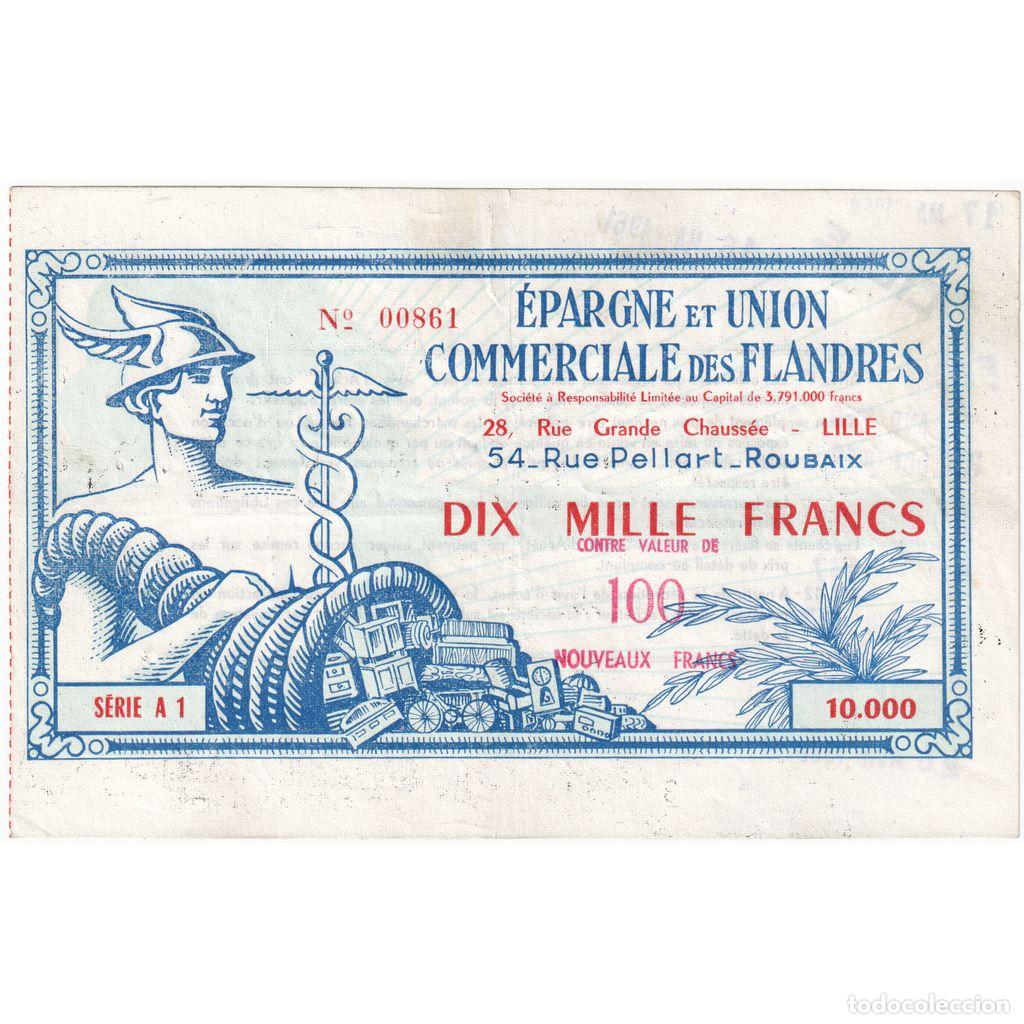 Billetes extranjeros: [#1294810] Francia, 10000 Francs, SERIE A 1, EPARGNE ET UNION COMMERCIALE DES FLANDRES