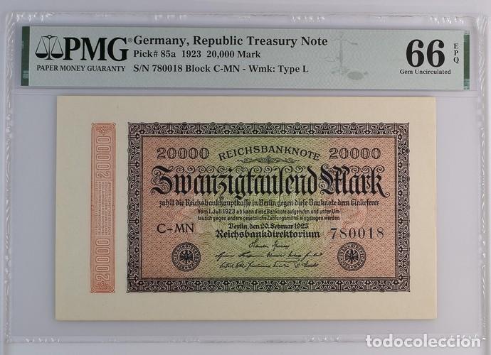 Billetes extranjeros: ALEMANIA * BILLETE 20000 MARK 1923 * PMG-66 EPQ (IC-1522)