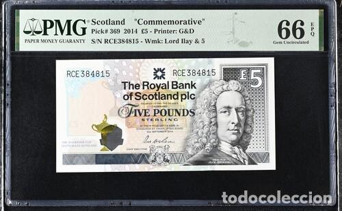 Billetes extranjeros: ESCOCIA * BILLETE 5 POUNDS 2014 * PMG-66 EPQ (IC-1524)