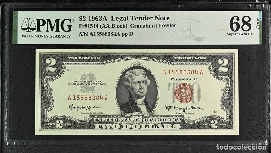 Billetes extranjeros: ESTADOS UNIDOS * BILLETE 2 DOLLARS 1963-A * PMG-68 EPQ (IC-1528)