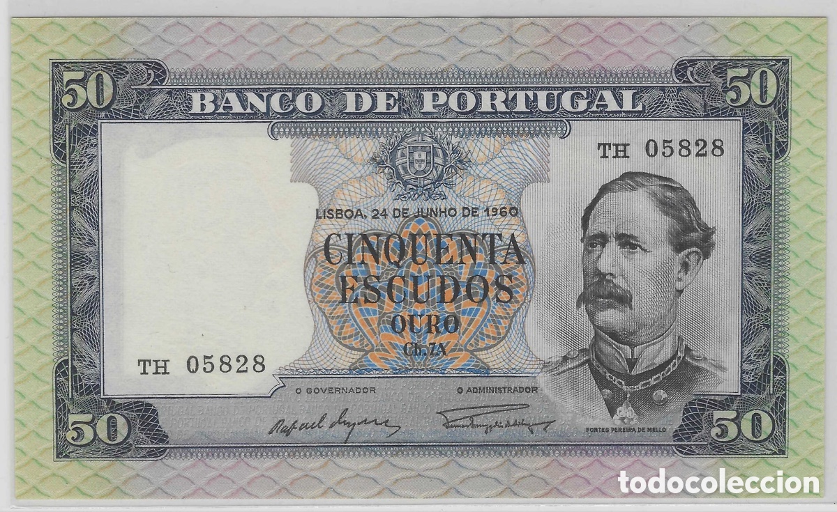 Billetes extranjeros: Billete Portugal 50 escudos 1960