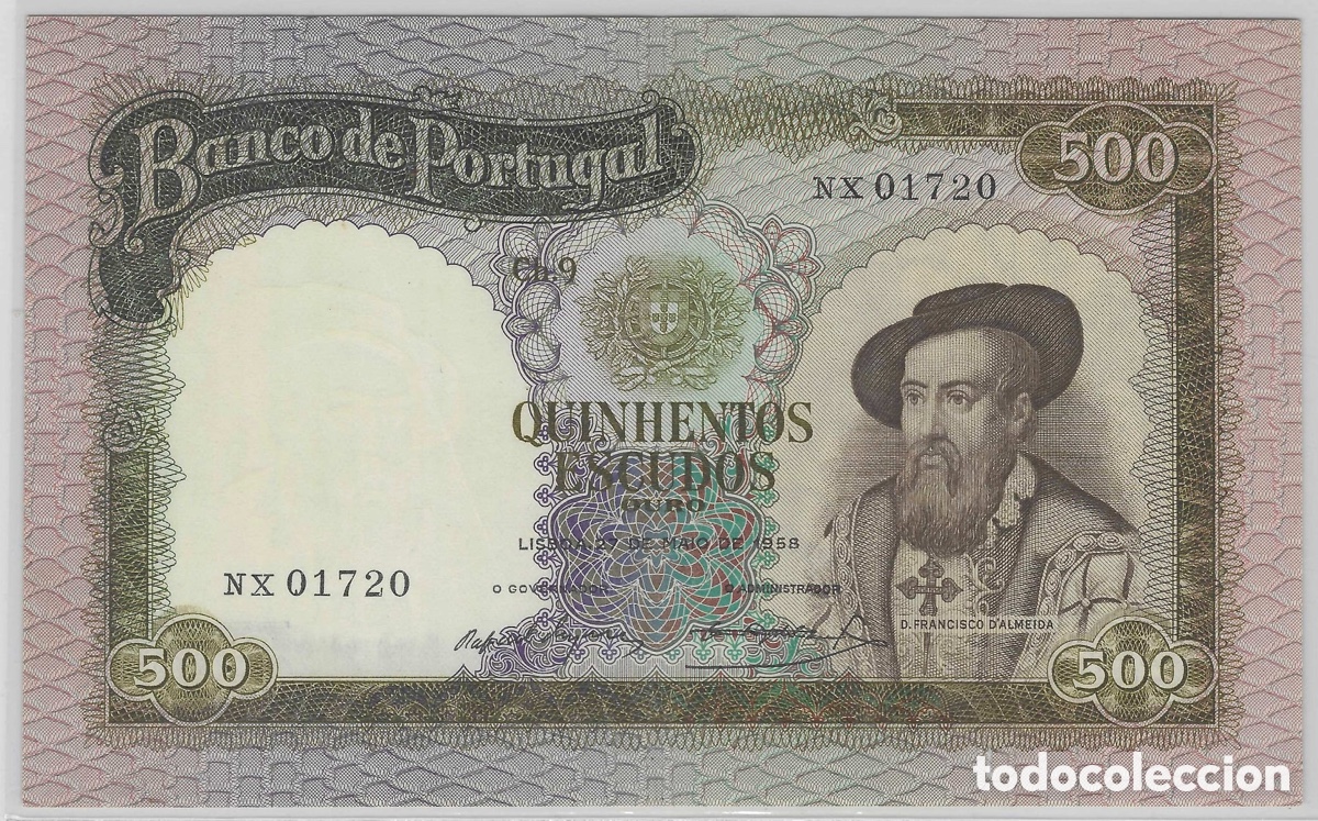Billetes extranjeros: Espetacular billete 500 escudos Portugal 1958 Ch9