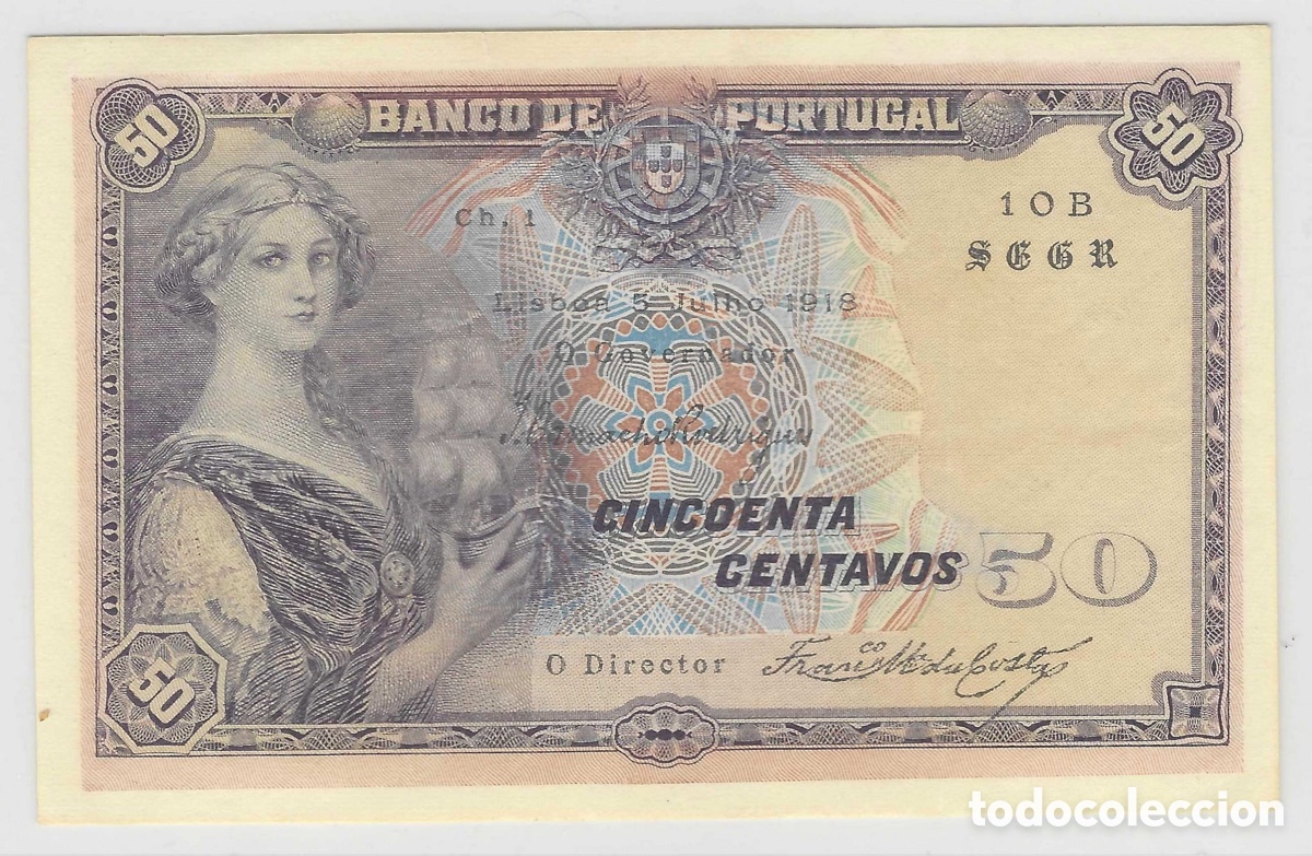 Billetes extranjeros: Billete 50 centavos Portugal 1918 Ch1