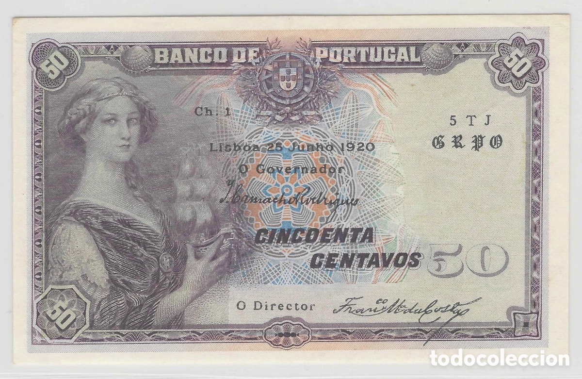 Billetes extranjeros: Billete 50 centavos Portugal 1920 Ch1