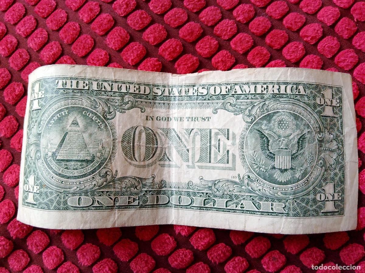 Billetes extranjeros: Billete 1 dollar USA usado - Foto 2