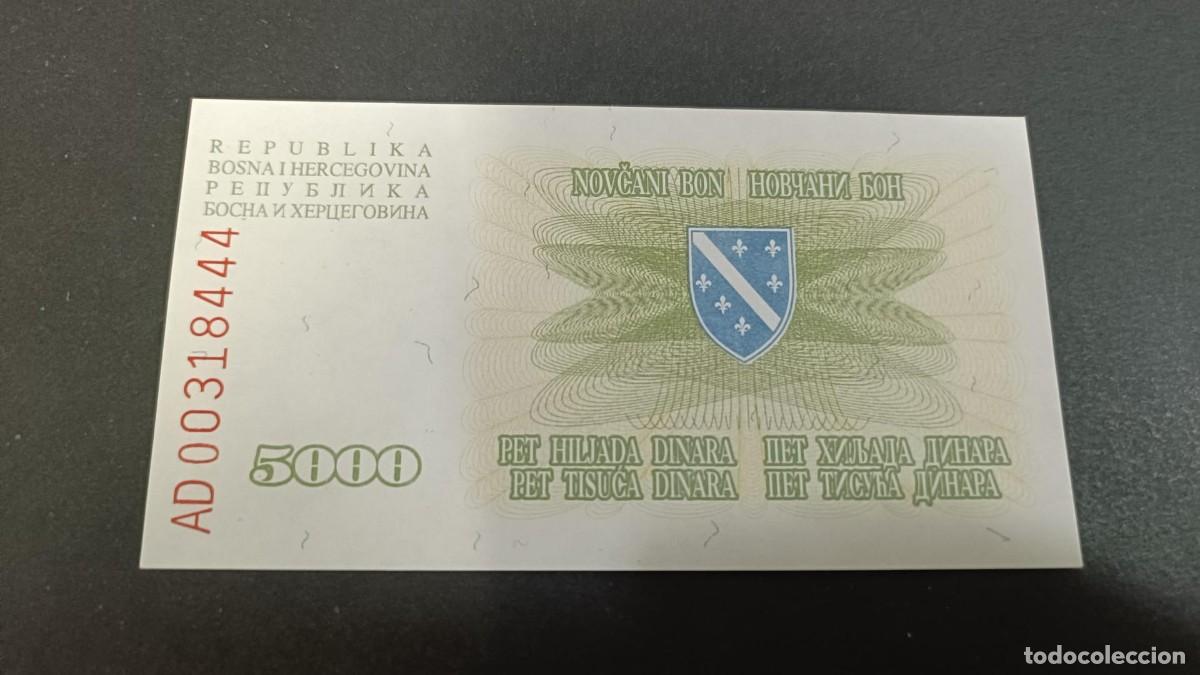 Billetes extranjeros: BOSNIA HERZEGOVINA 5000 DINARA 1993 S/C P=16